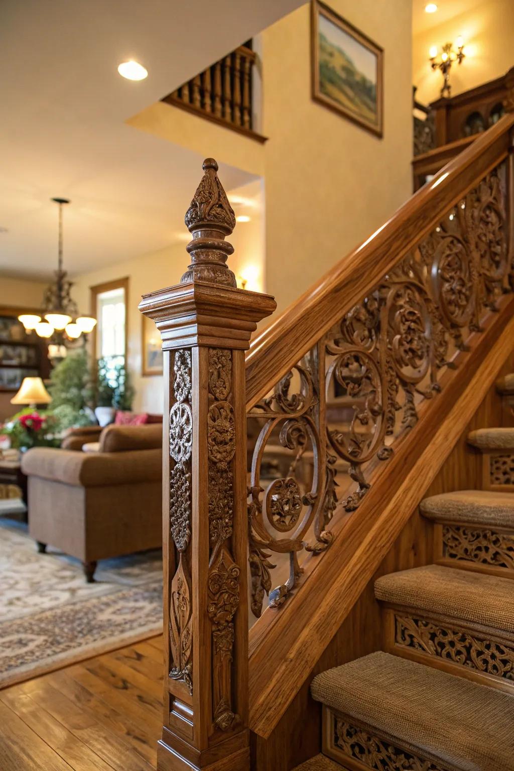 Classic wooden railings bring timeless sophistication to your home.