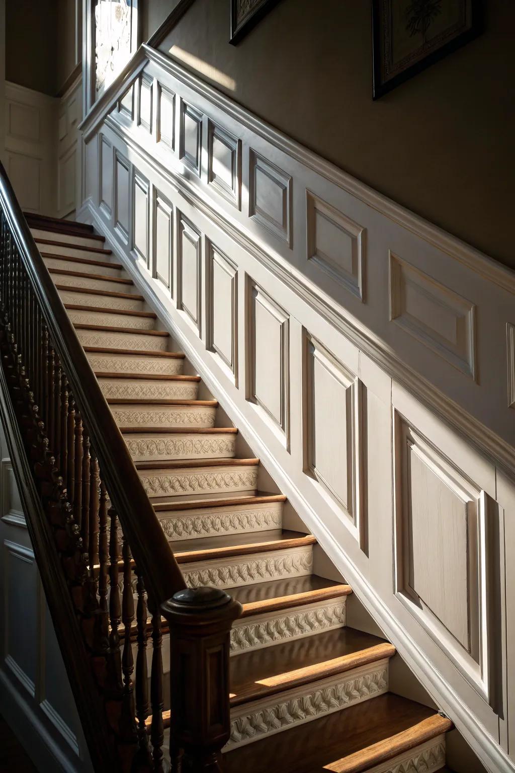 Raised panel molding enhances your staircase with depth and sophistication.