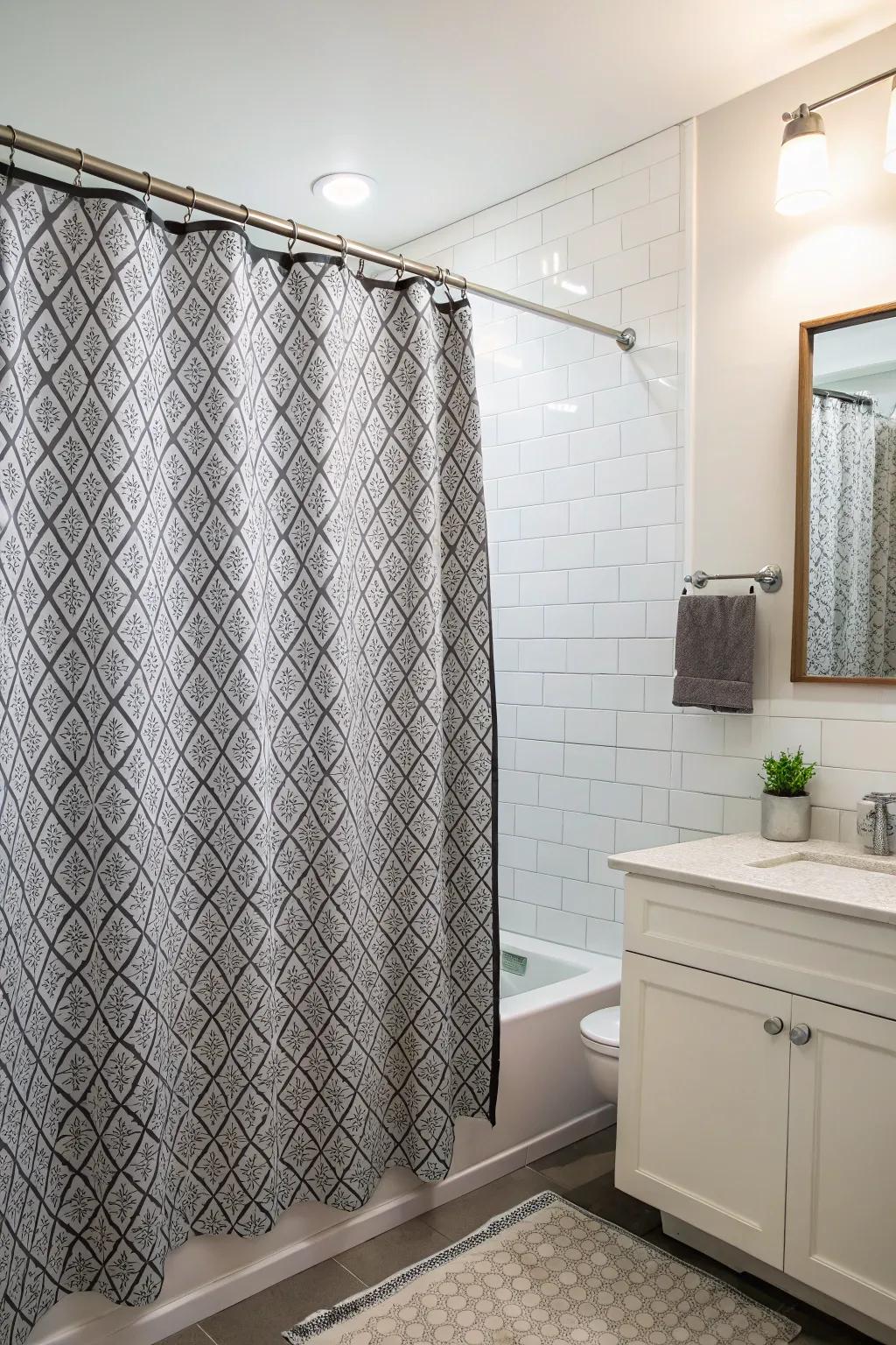 Customize your bathroom with a self-made shower curtain.