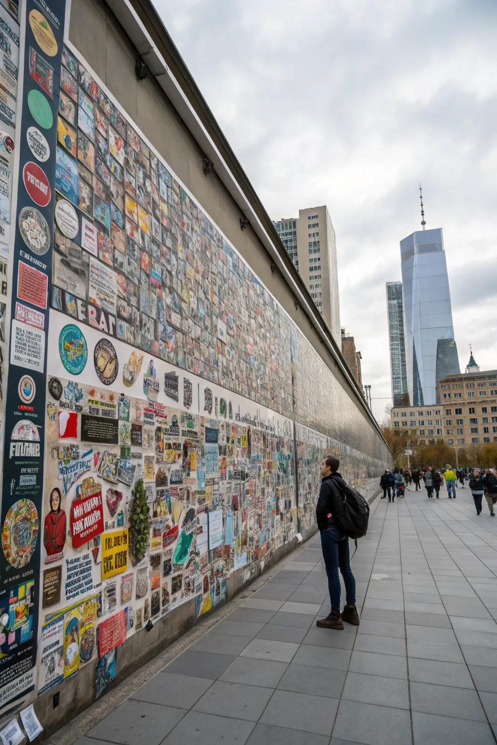 Make a bold statement by creating a lively sticker mural.