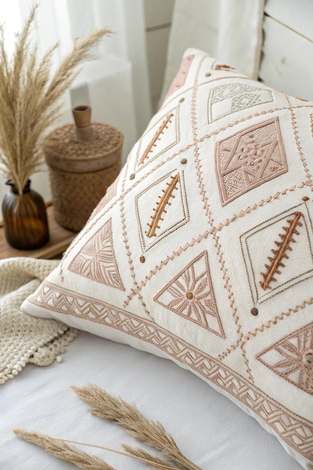 Enhance your space with the beauty of geometric stitching—where balance meets simplicity.