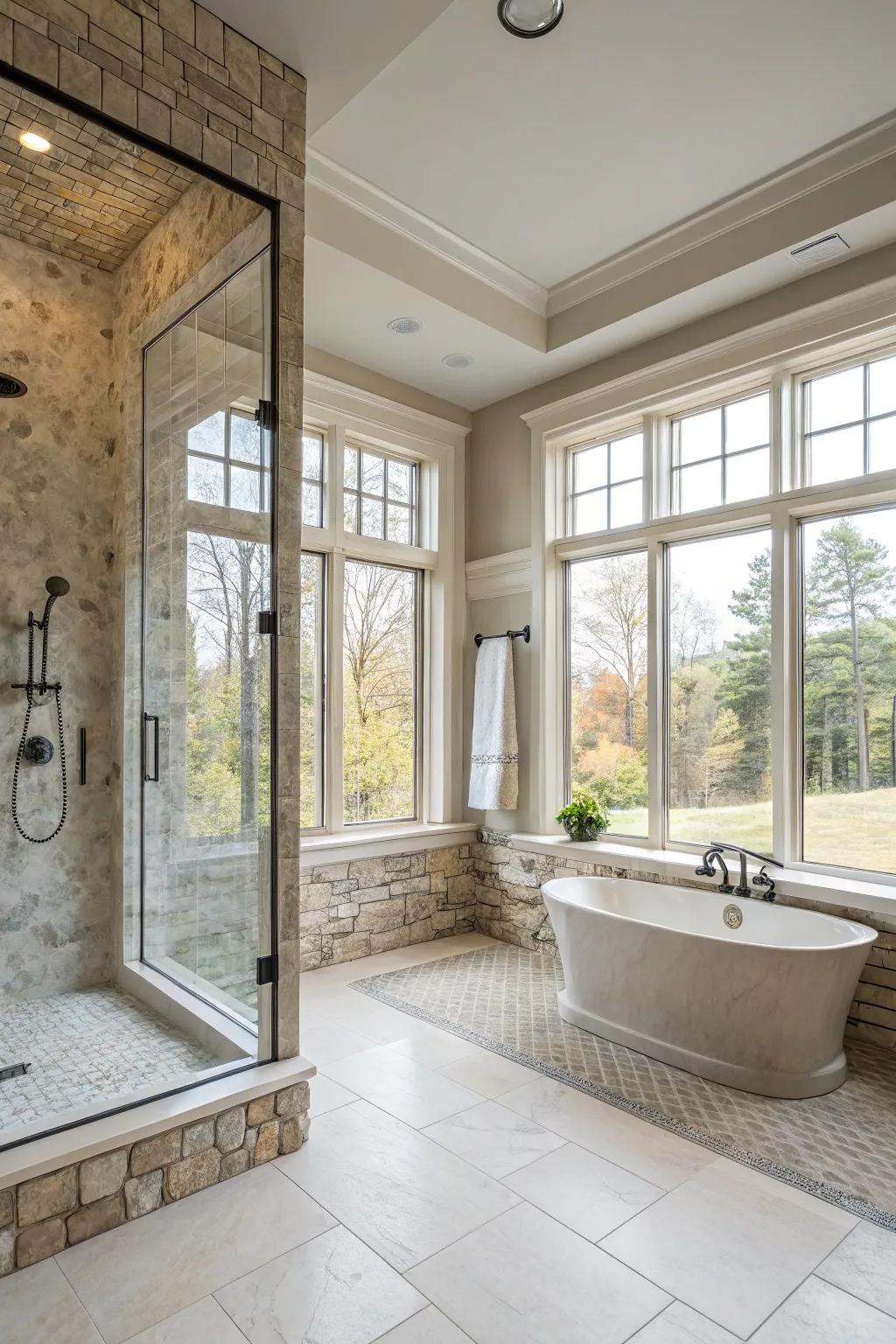 Expansive showers amplify space and natural light.