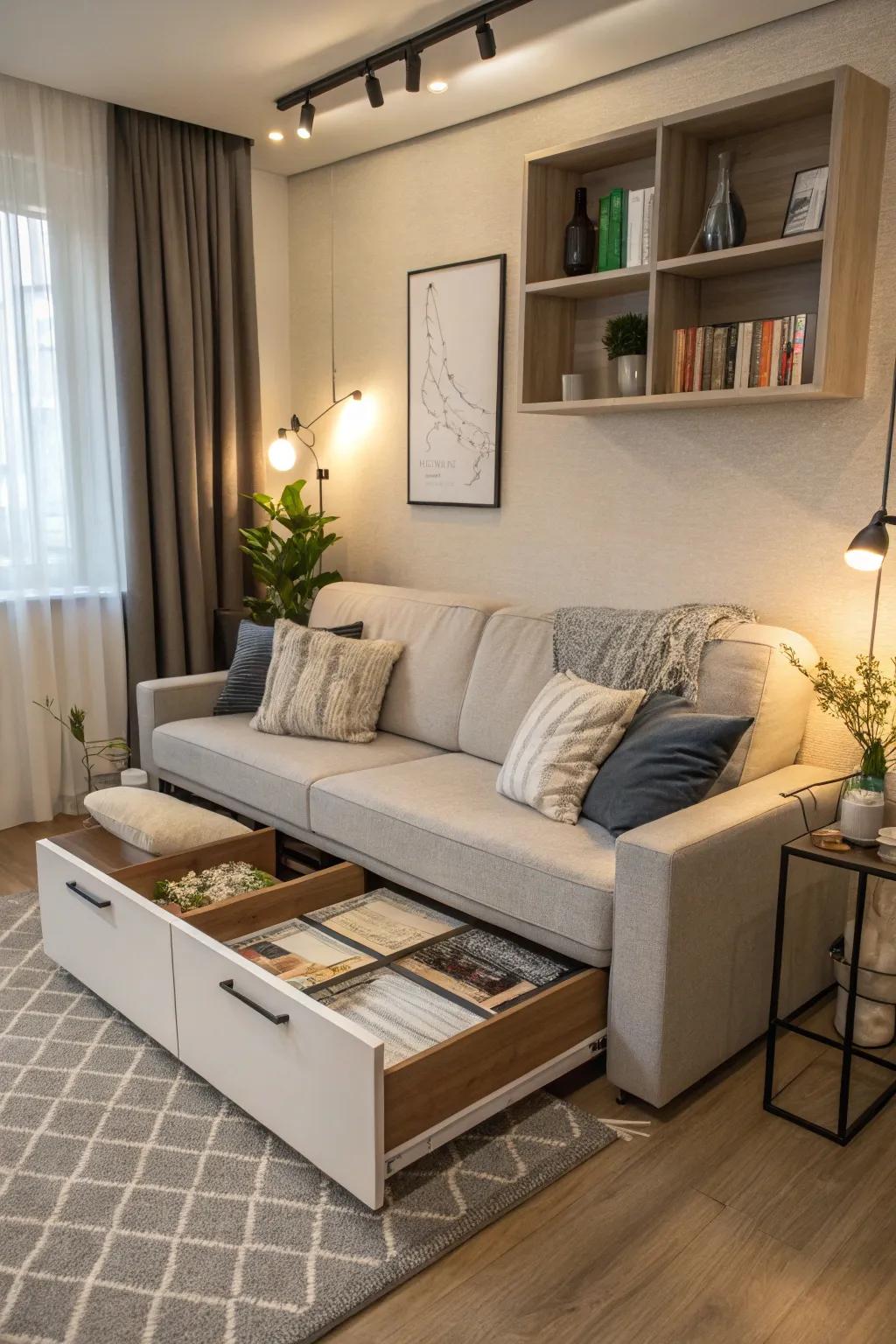 Multipurpose furniture stands as the key to studio apartment design.