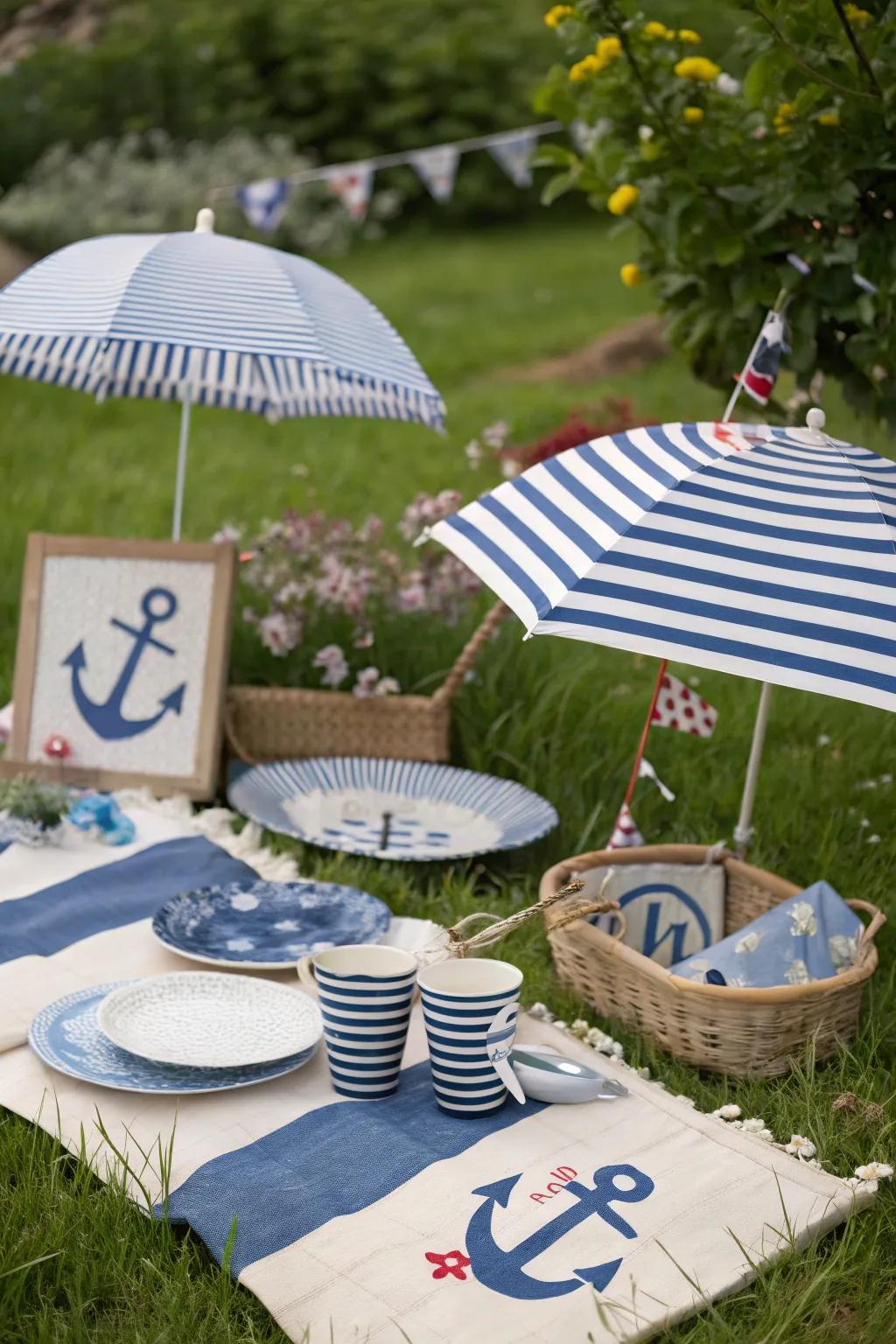 A sea-themed picnic, transporting the coast to the park