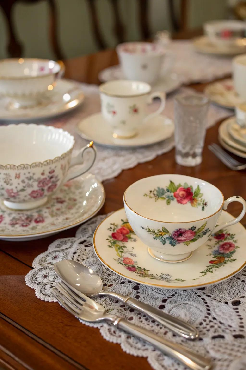 Vintage china brings timeless grace to your tea party spread.