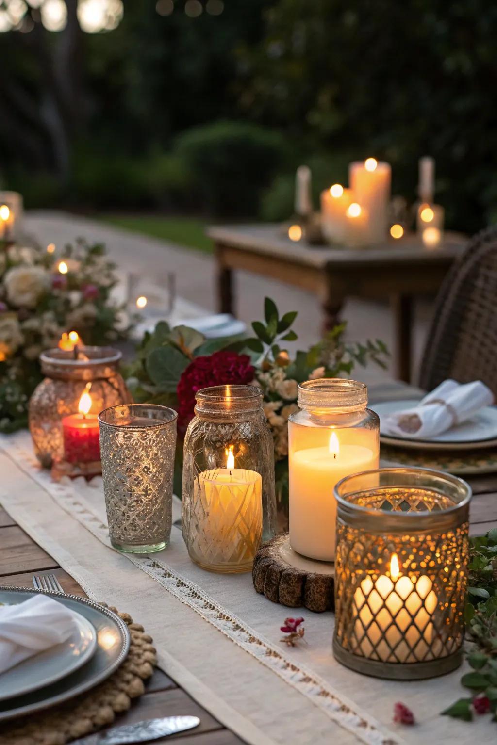 Candles give a warm and classy addition to any tablescape.
