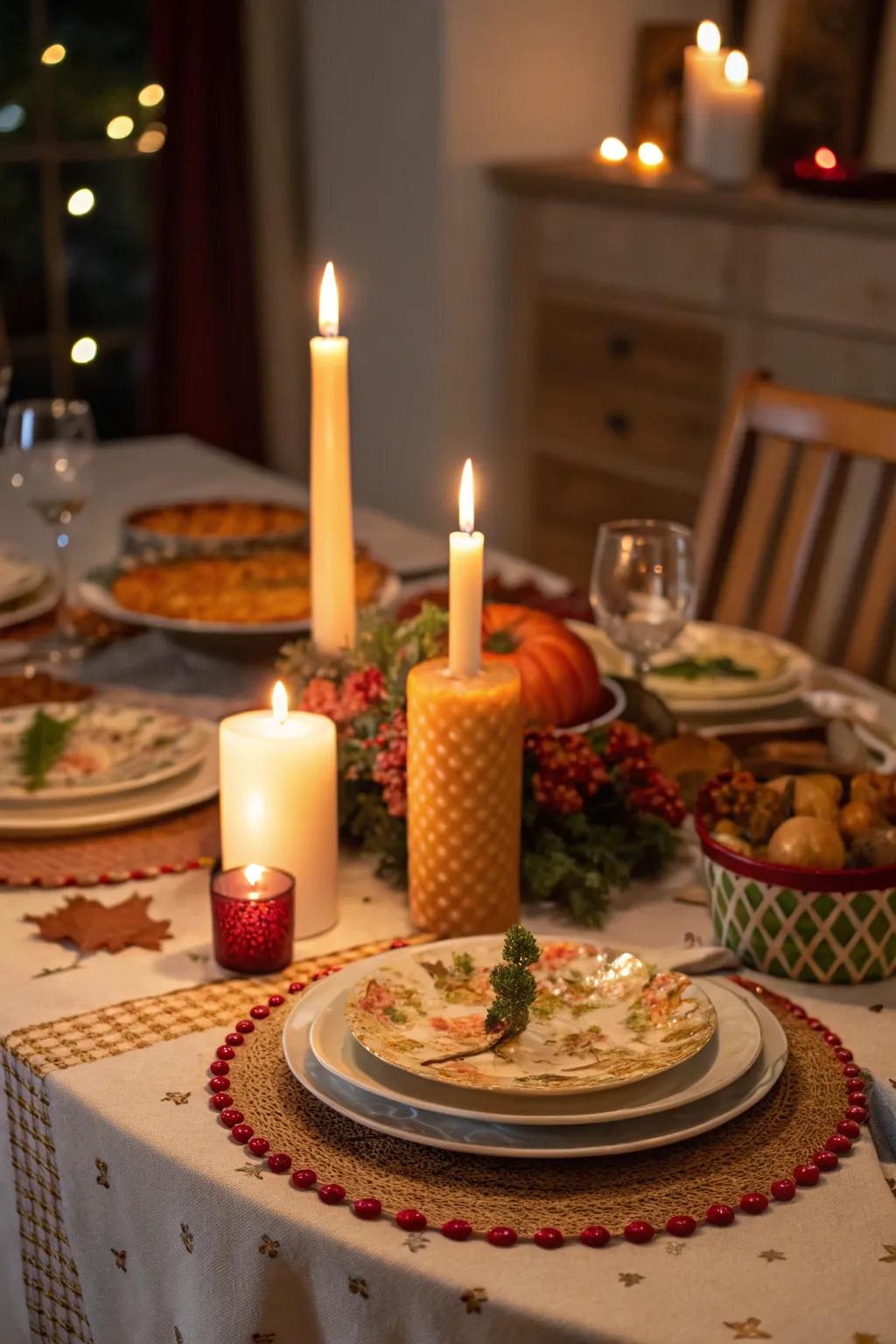 Staggered candles transform your space into a charming, illuminated haven.