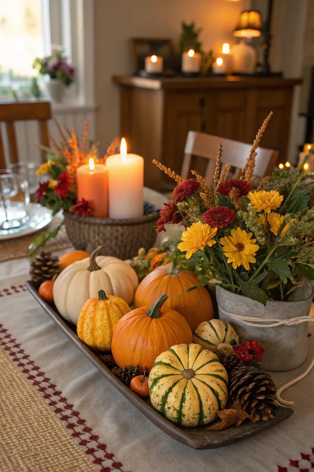 You can enjoy a superbly created centerpiece by adding nature to your table.