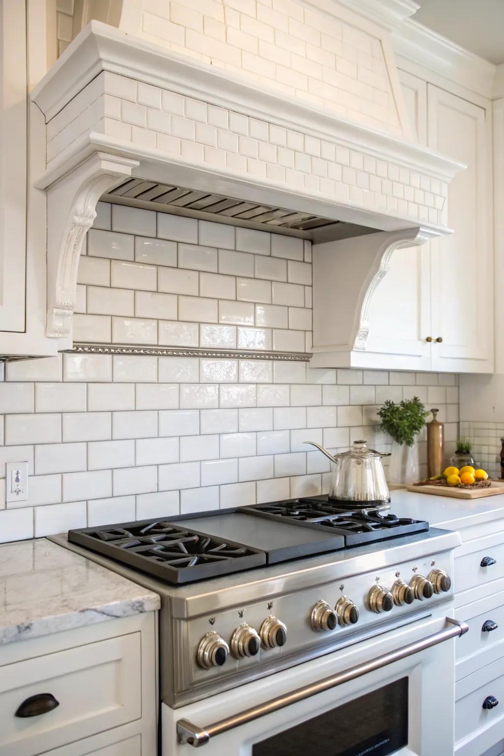 Brick-style tiles provide a classic effect through their tidy lines and understated colors.