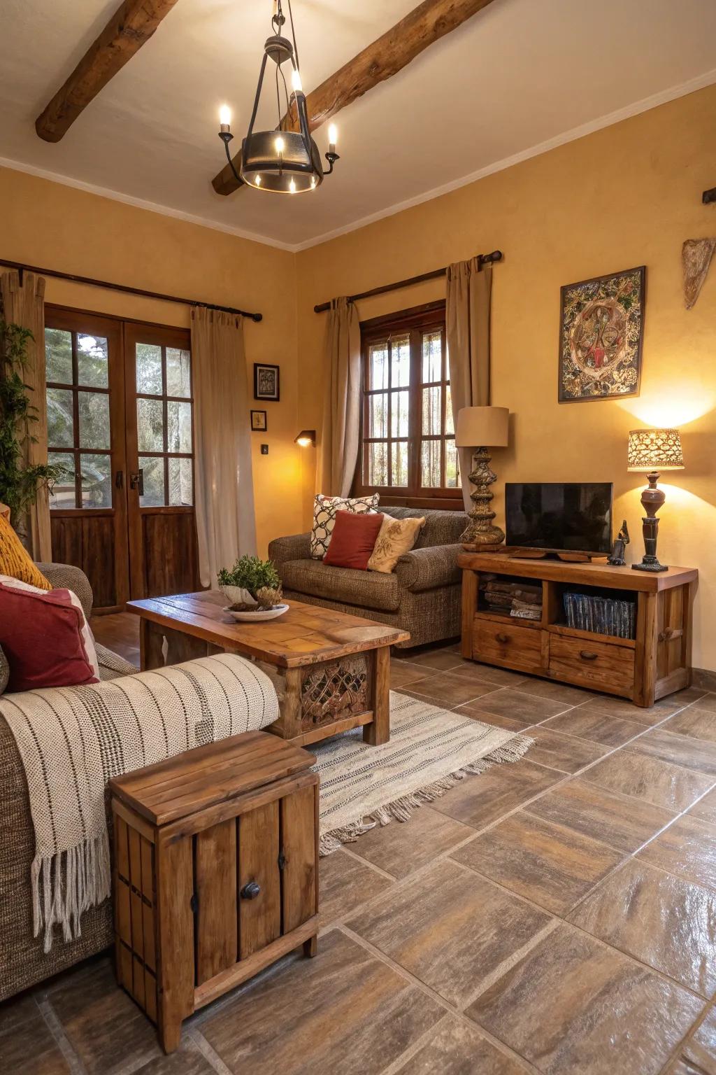 Lumber-look tiles deliver the comfort of lumber alongside the robustness of tile.
