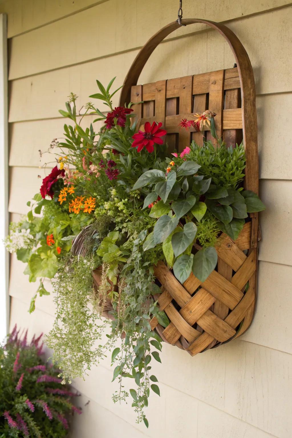 Welcome nature indoors with a flora-filled woven platter.