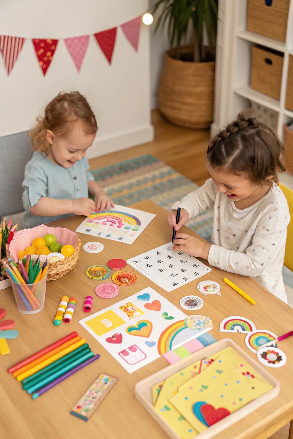 A DIY crafting corner that encourages inventiveness and amusement for toddlers.
