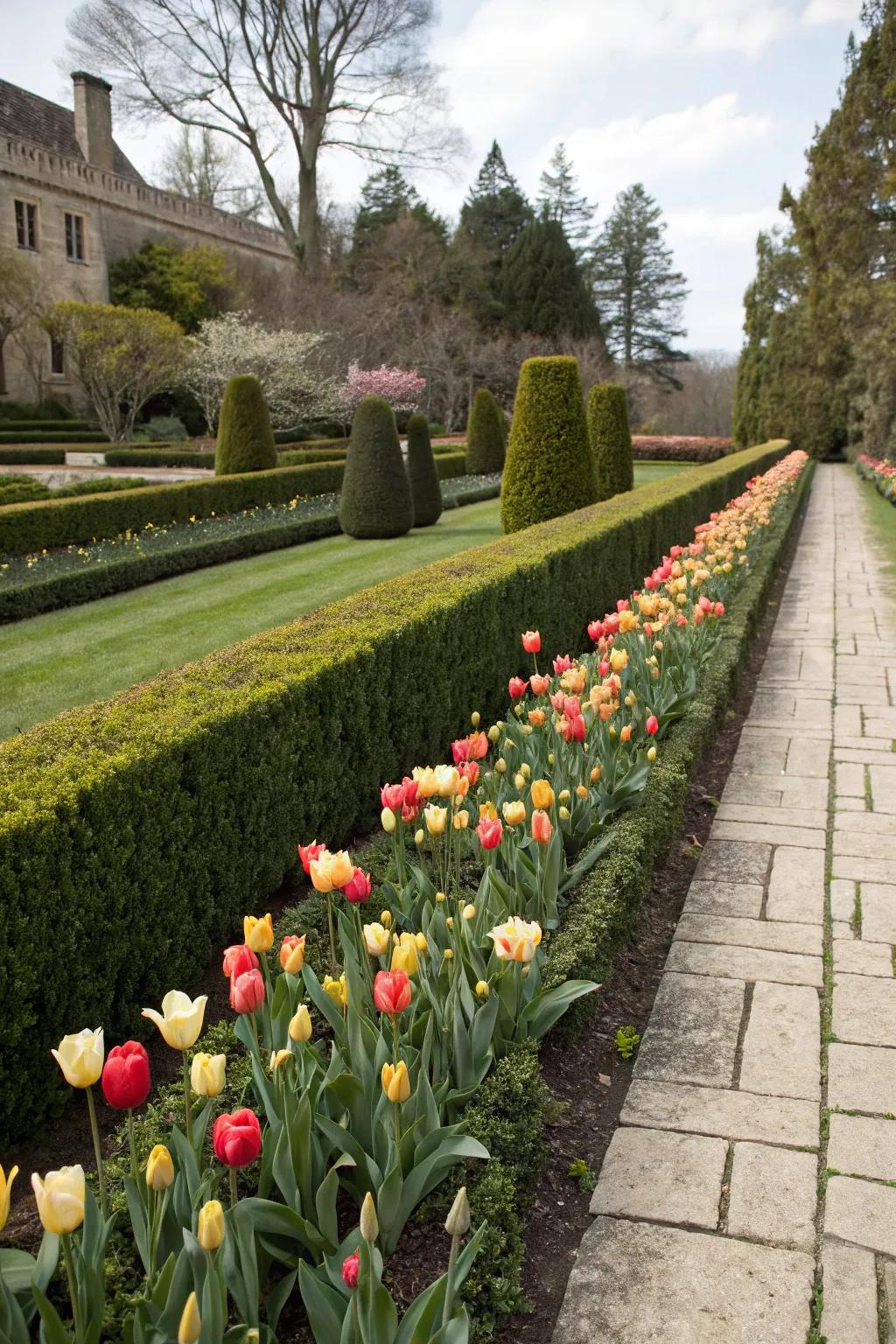 Classic refinement: A majestic tulip garden.