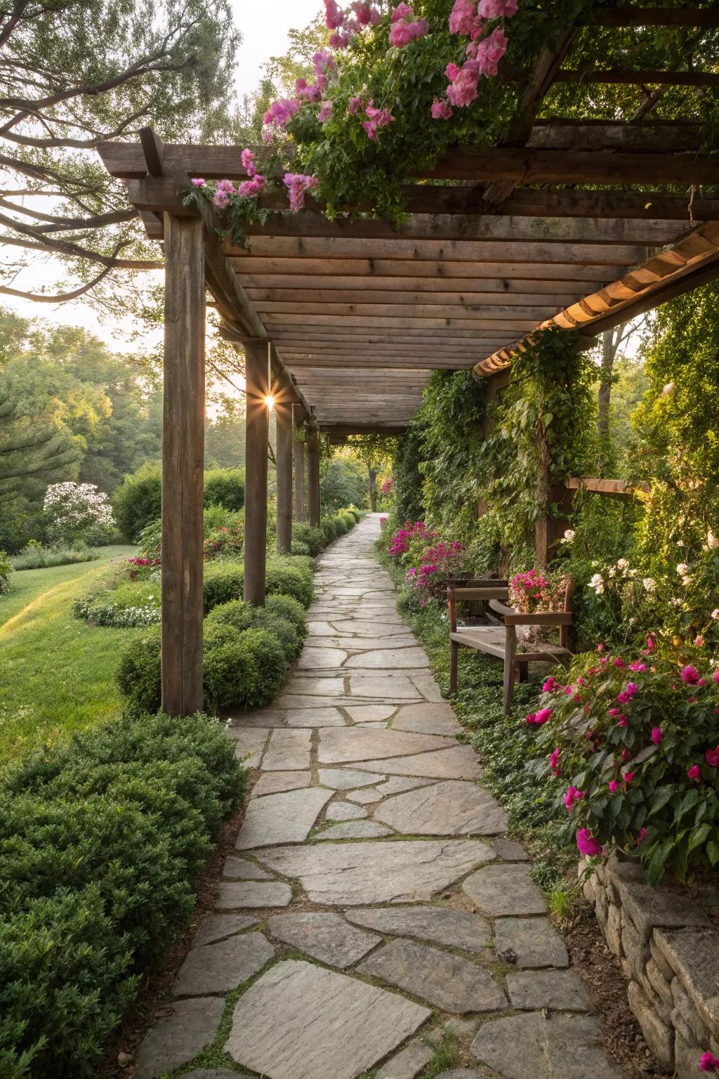 Welcome guests with a beautifully designed stone pathway.
