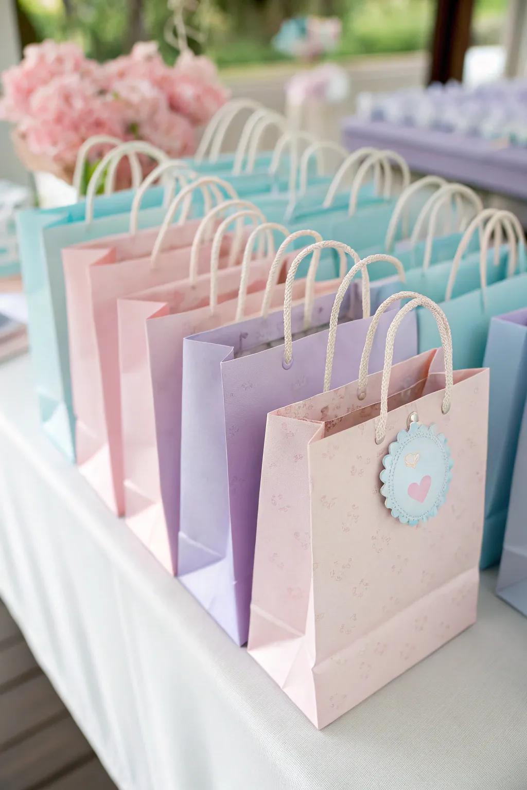 Daintily hued pastel unicorn treat sacks.