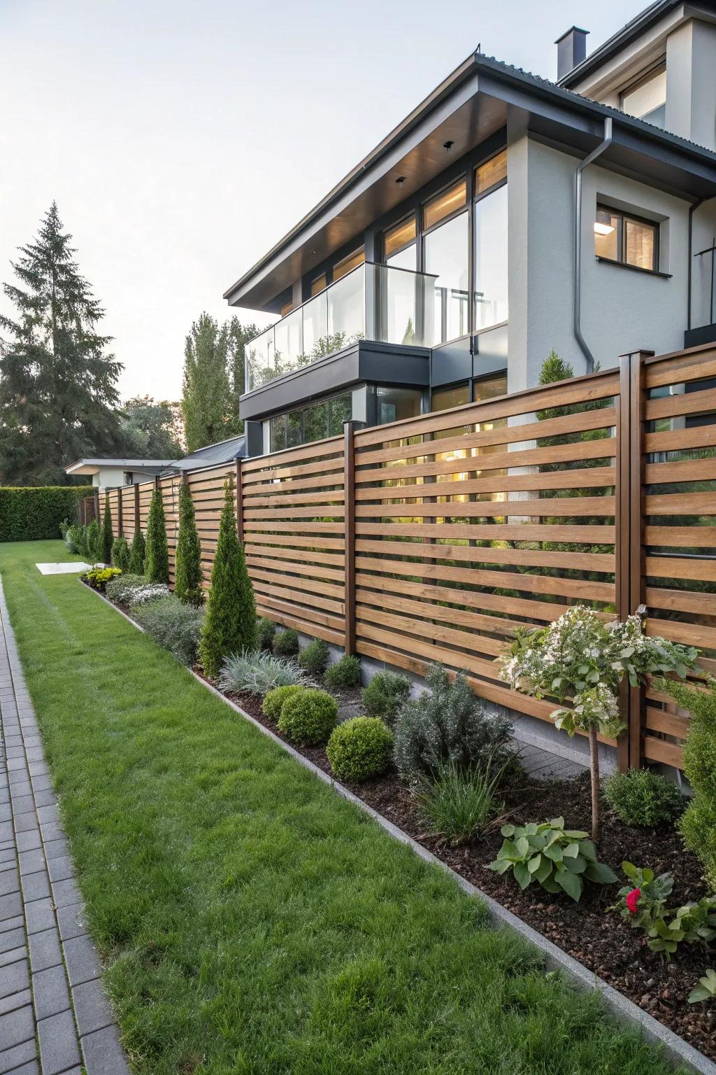 Horizontal slats bring a sleek look to any garden.