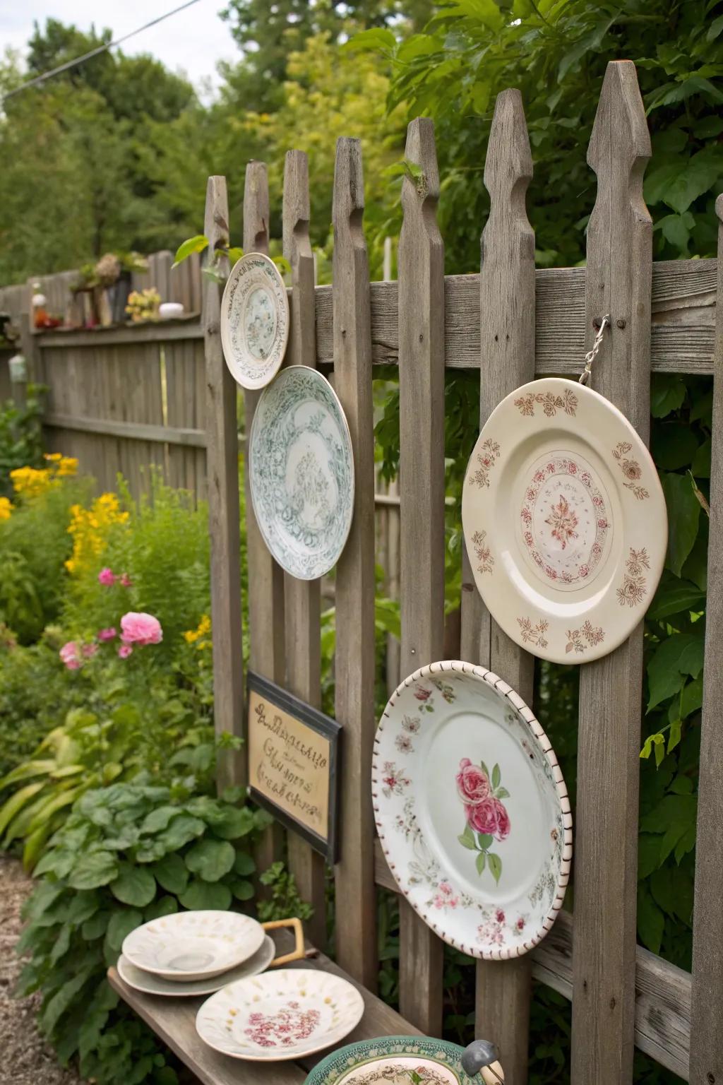 Suspend vintage decor to impart a distinctive touch to your garden.