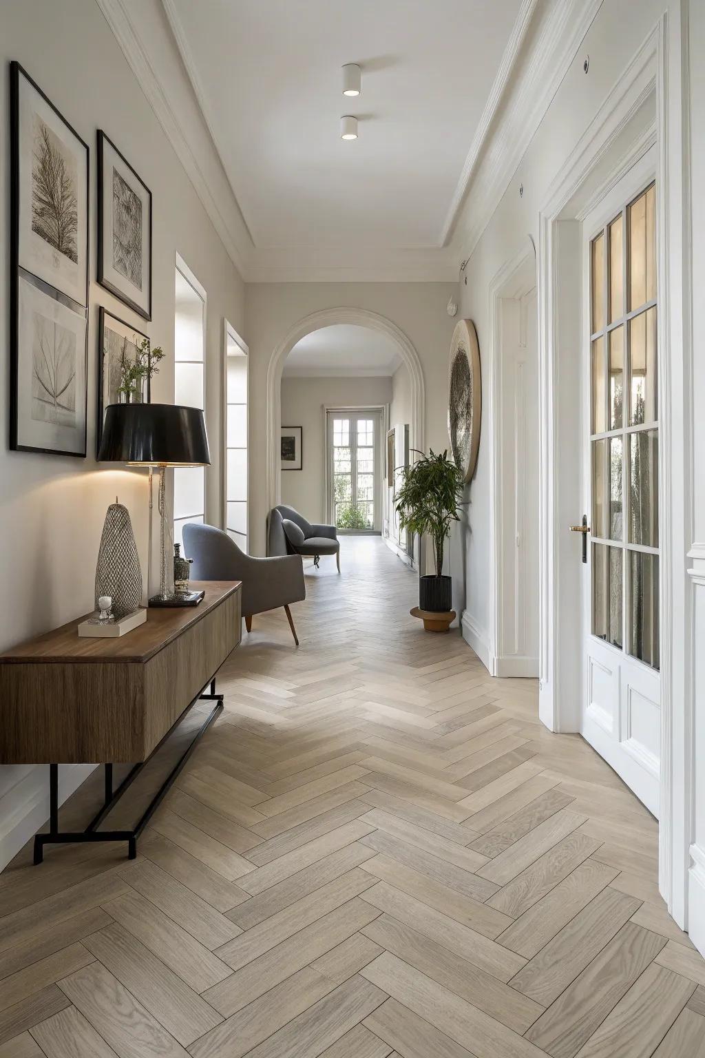 A timeless chevron pattern elevates any space.