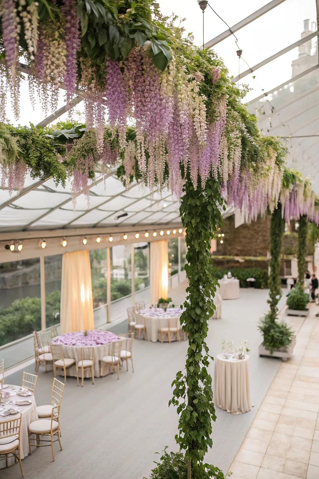 Alluring suspended floral arrangements that inspire a magical ambiance