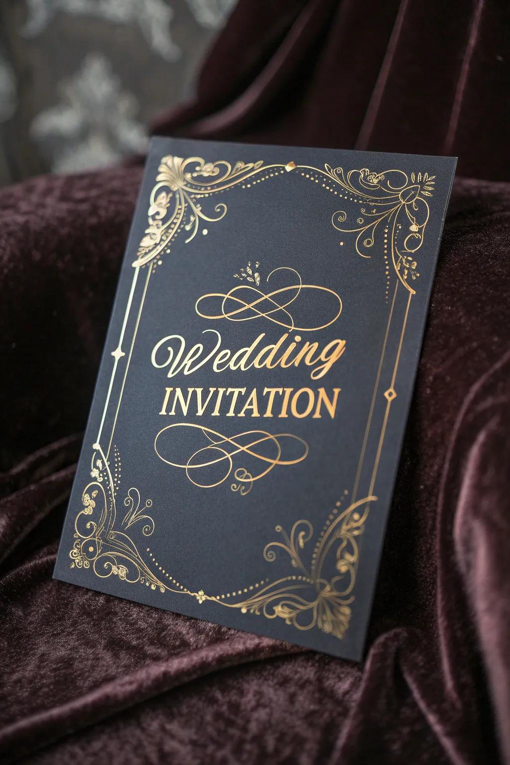 Sophisticated wedding invitation showcasing refined penmanship.