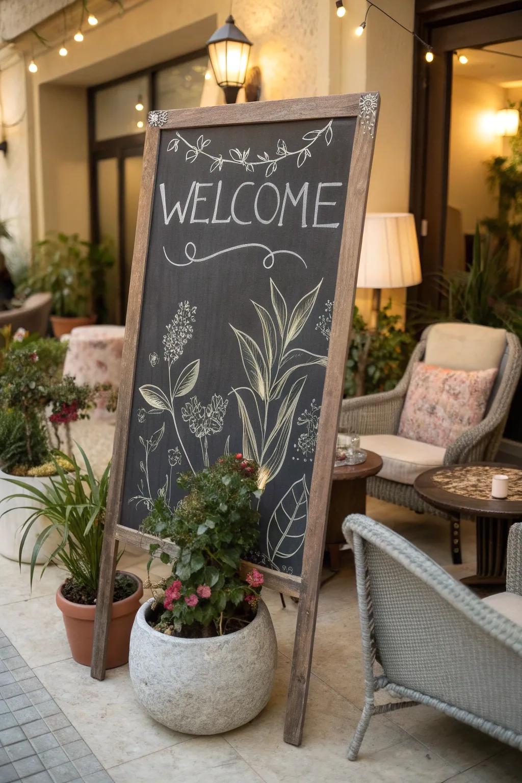 A slate board is ideal for updating messages effortlessly.