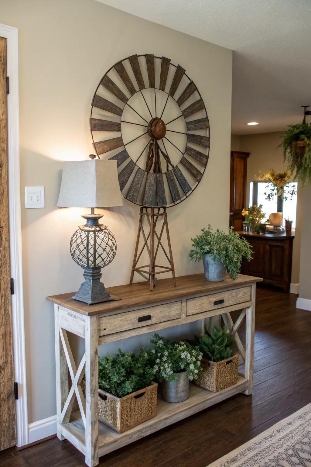 Turbine decor in the entryway sets a charming tone.