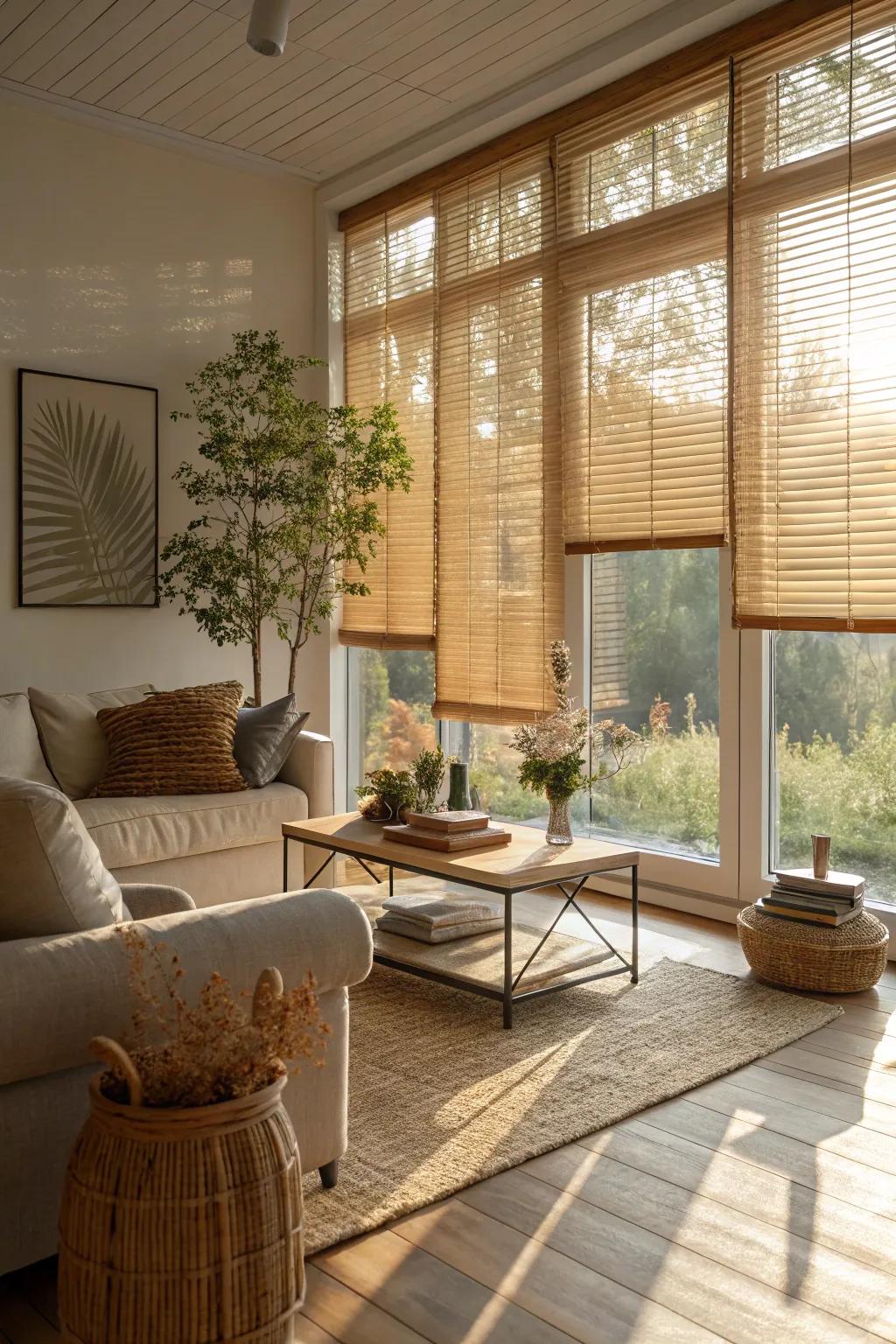 Bamboo blinds introduce a warm, organic texture to any space.
