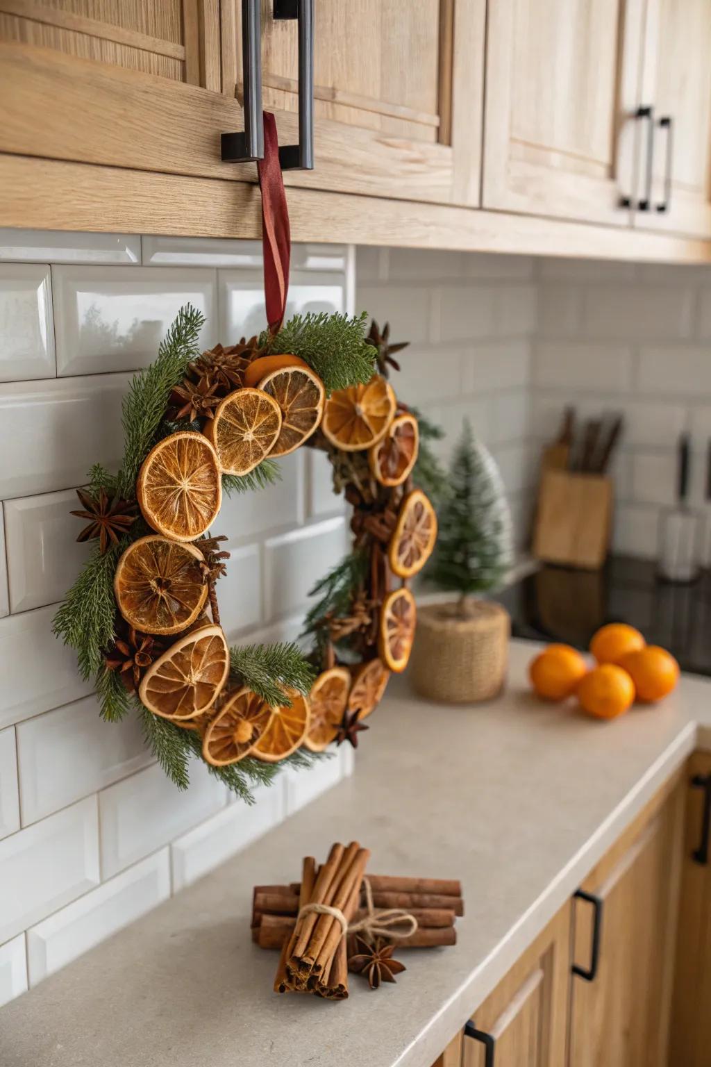 A wreath that tantalizes the senses, captivating both sight and aroma.