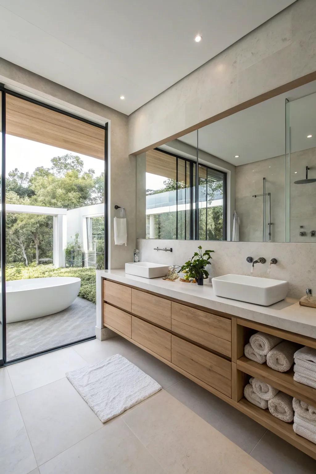 Minimalist aesthetics encourage a serene and uncluttered bathroom environment.