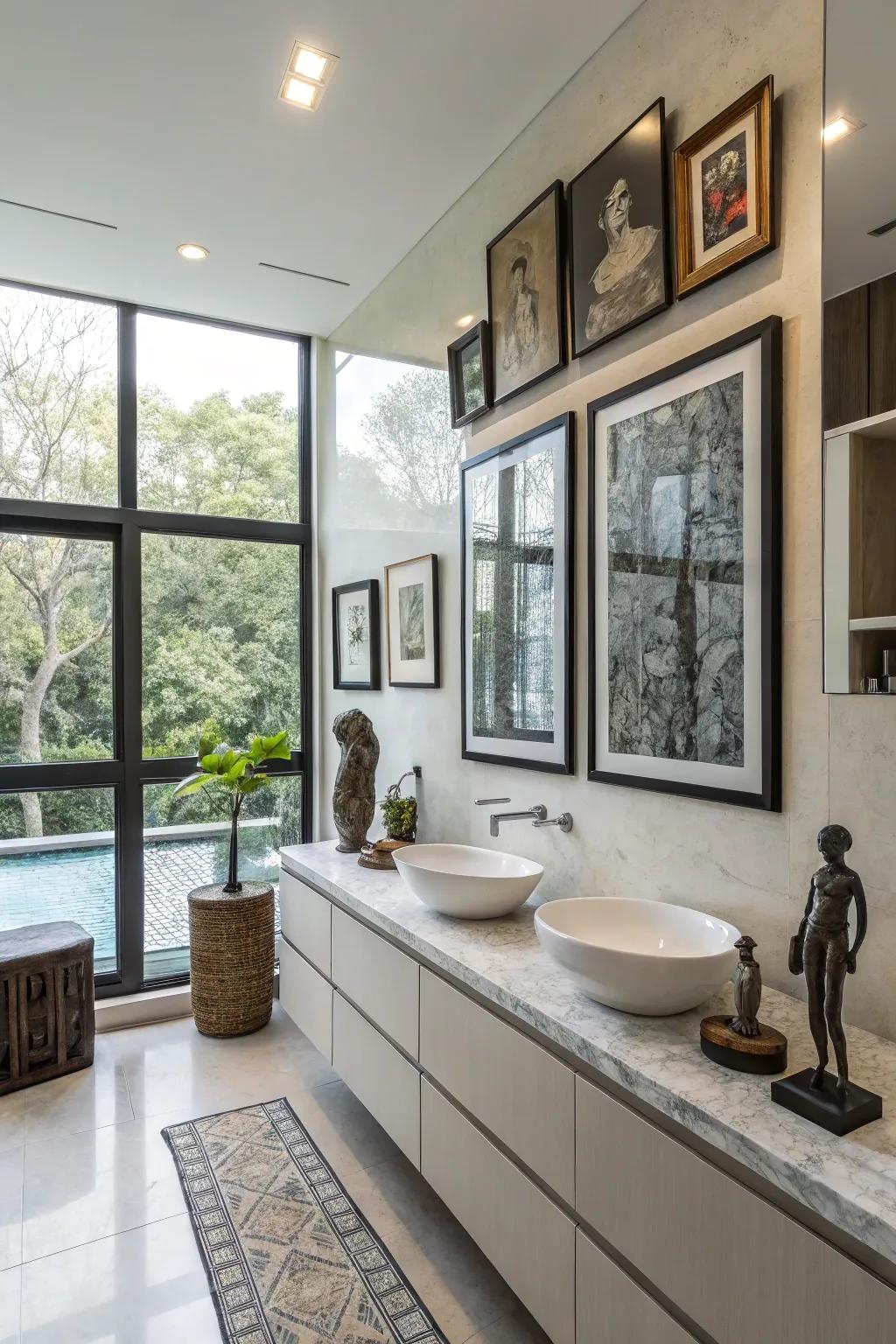 Artistic elements add creativity to your bathroom.