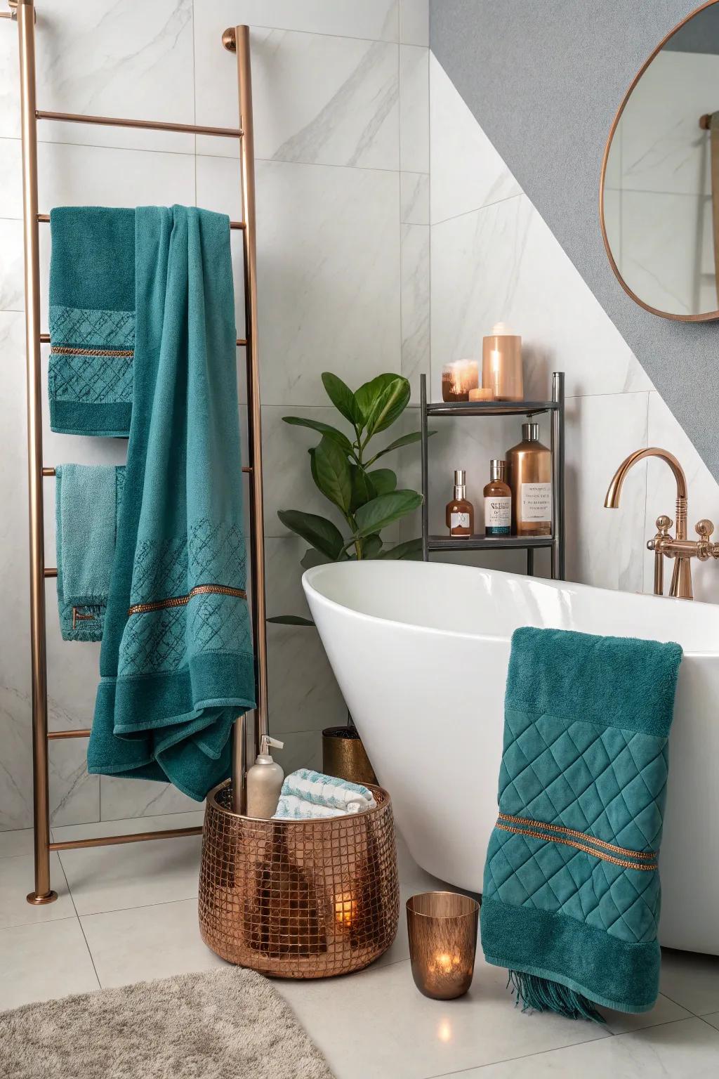 Sea and copper cloths offer a unique and stylish touch.