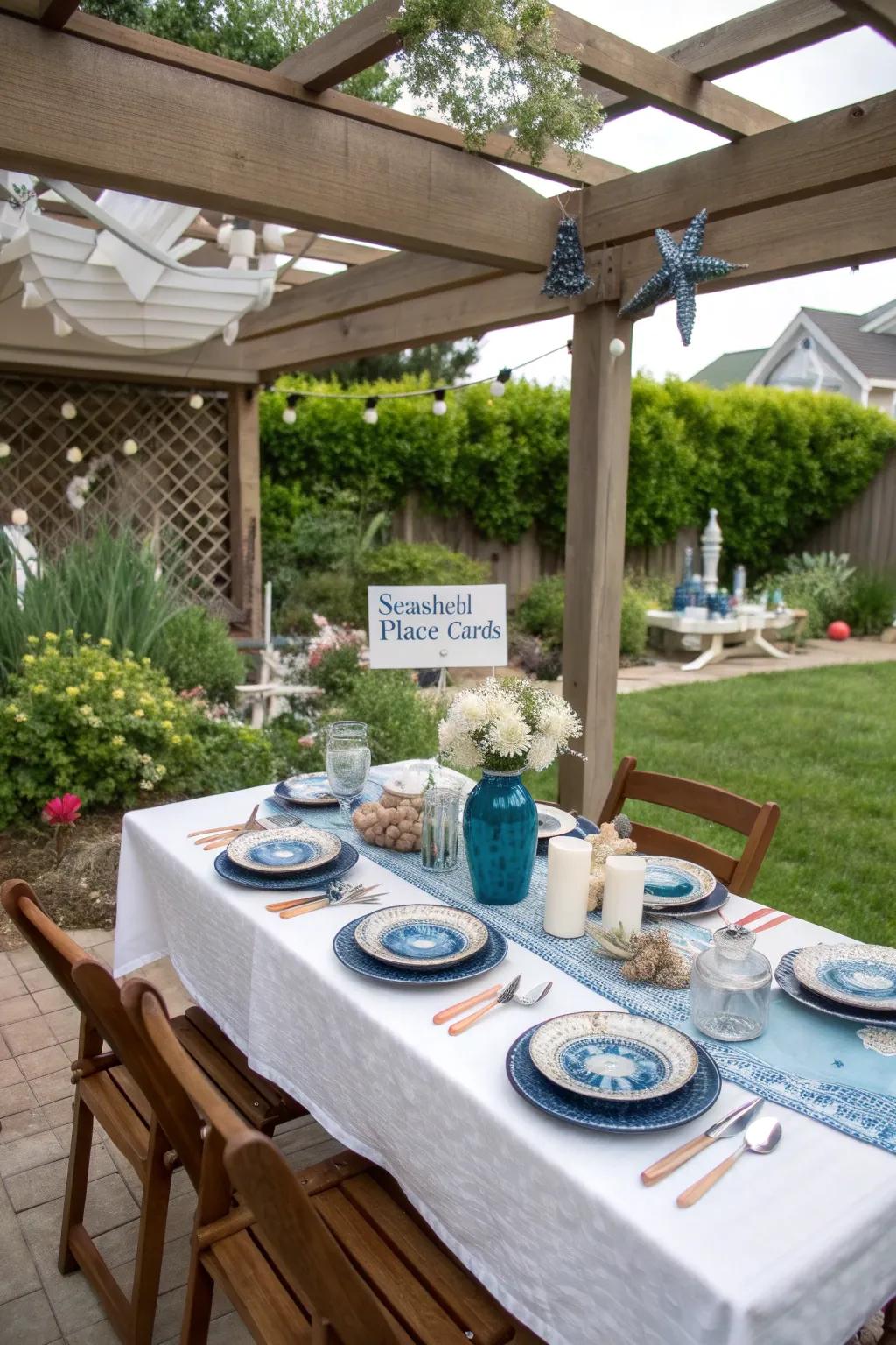 A coastal dining area is perfect for entertaining with a beach vibe.