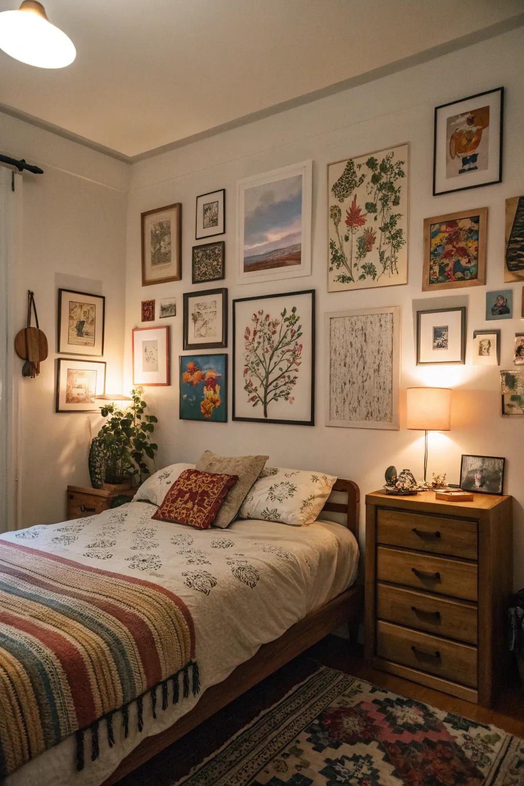 Your own artwork can make your bedroom unique.