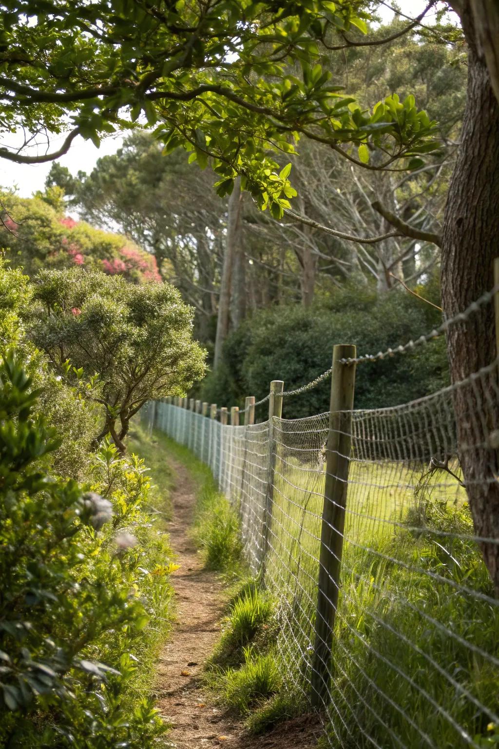 Cable fence blending naturally with the environment