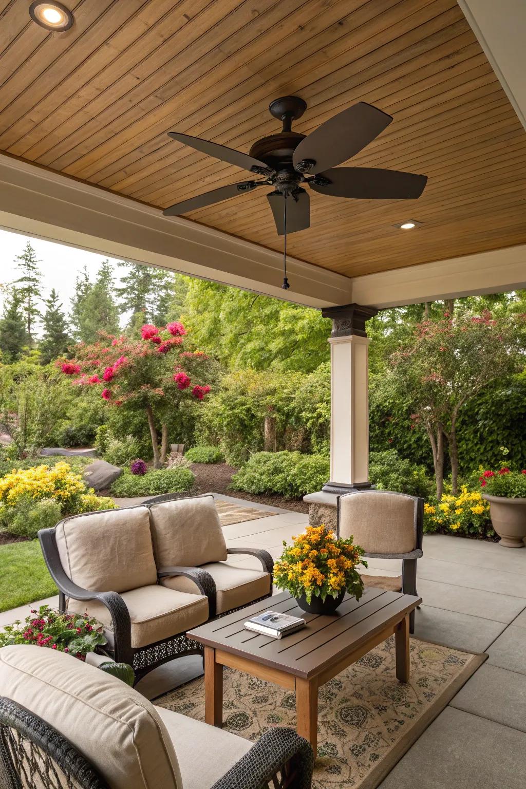 Relax stylishly with an air circulator for your outdoor retreat.