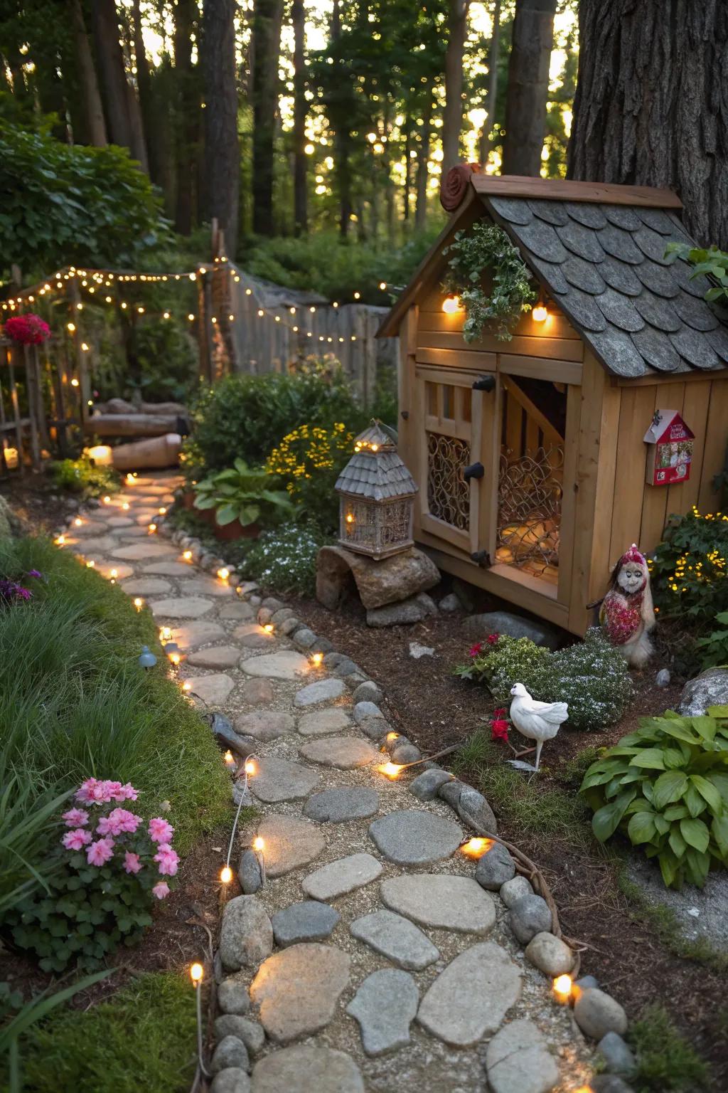 A magical garden route gives the hen house entry charm and magic.