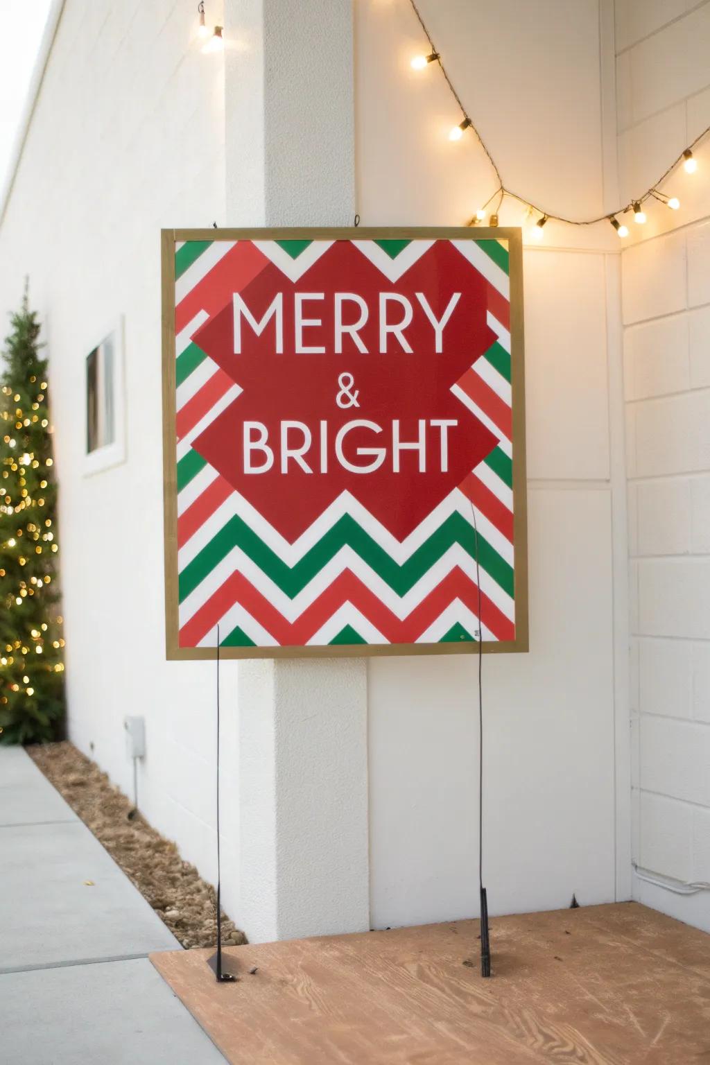 Bring modern flair with geometric-patterned Christmas signs.