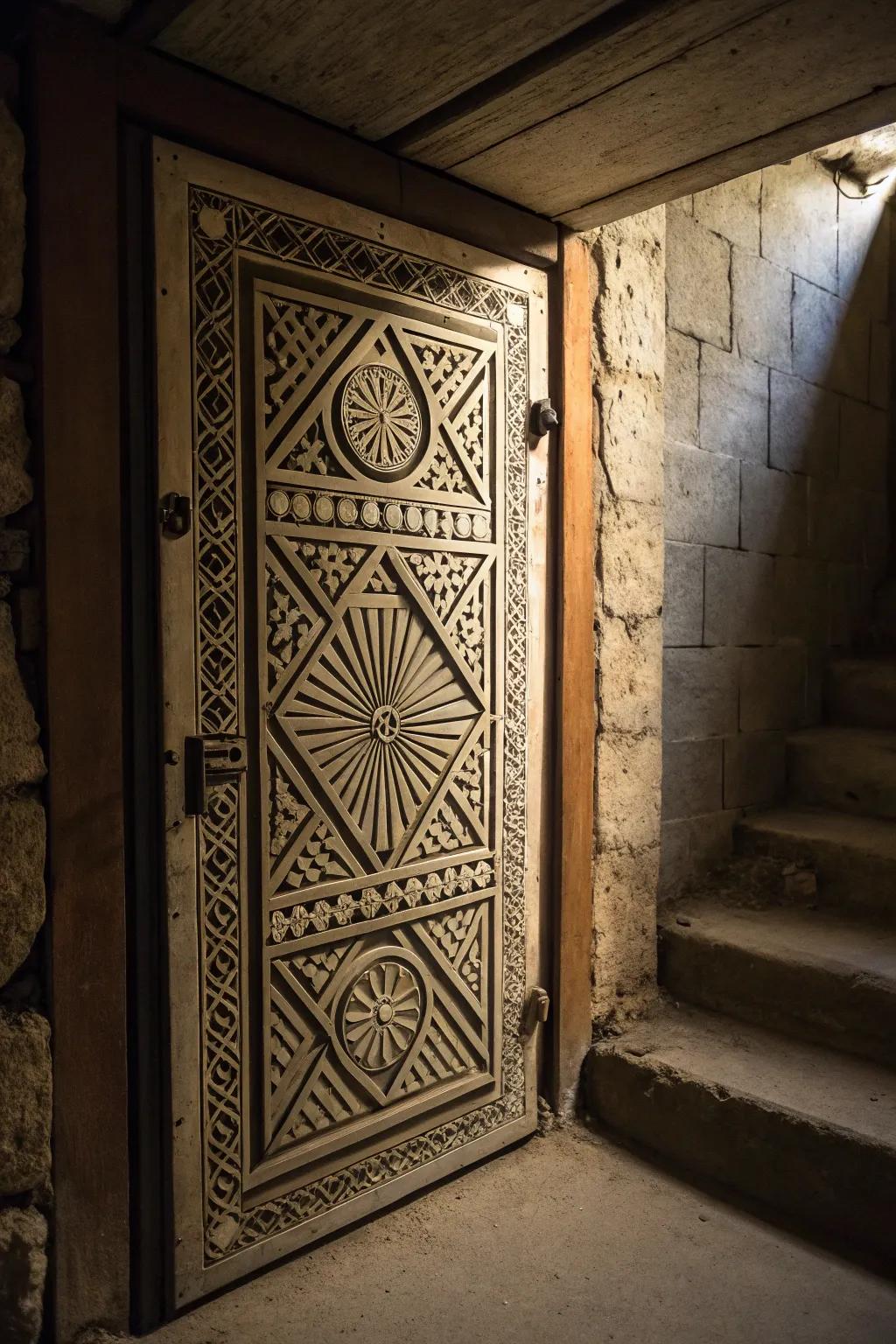 Geometric layouts inject modern style into basement entryways.