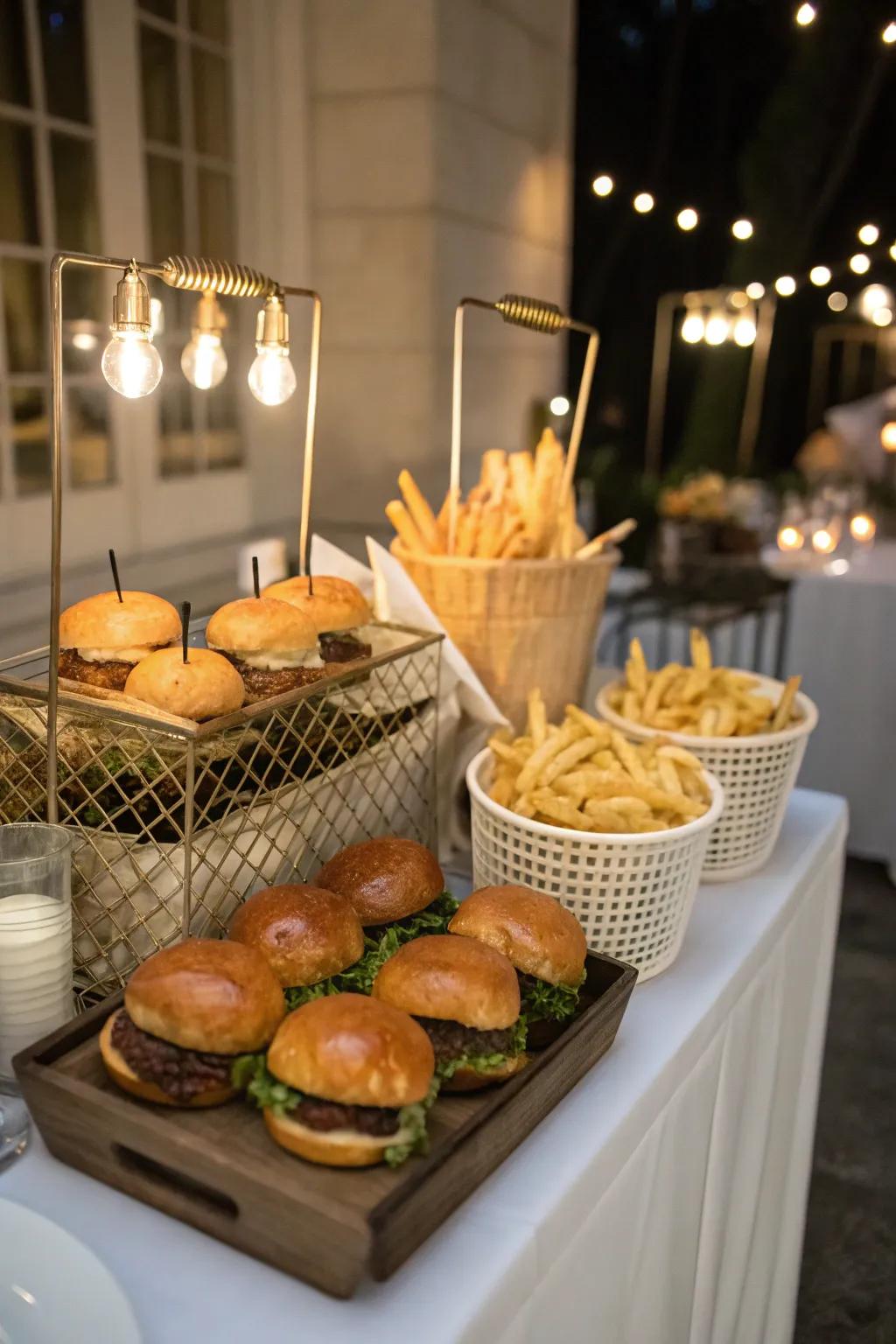 A surprise late-night treat station delighting late-night guests.