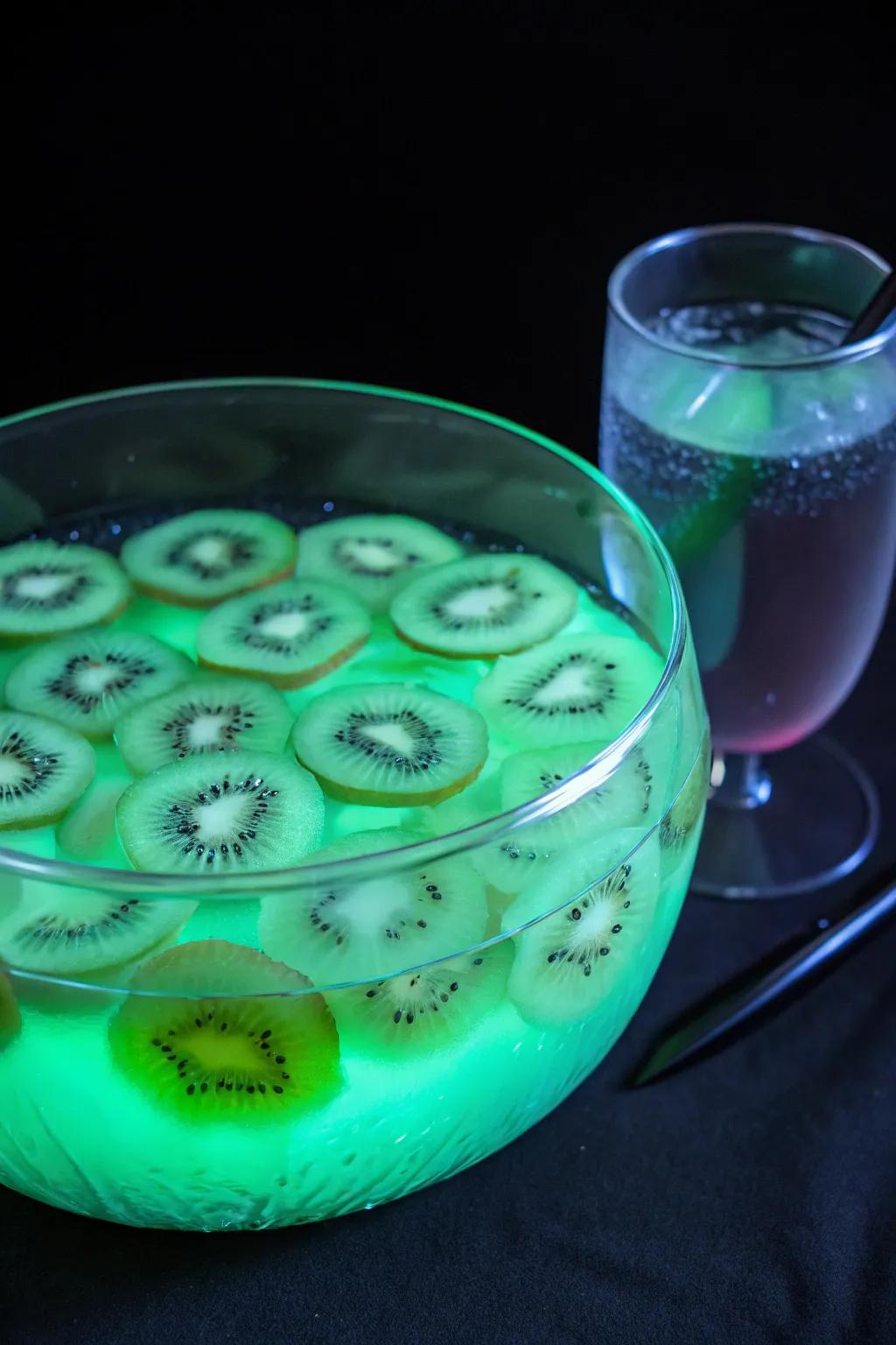 A Glow-in-the-Dark Kiwi Punch that’s both fun and enchanting.