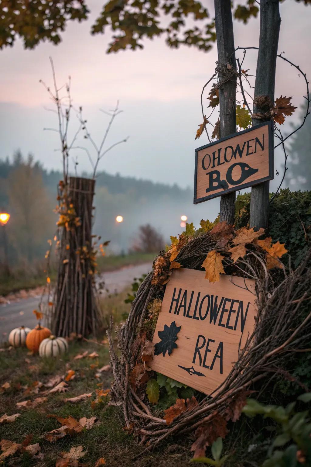 Bringing nature into Halloween decor with natural elements.