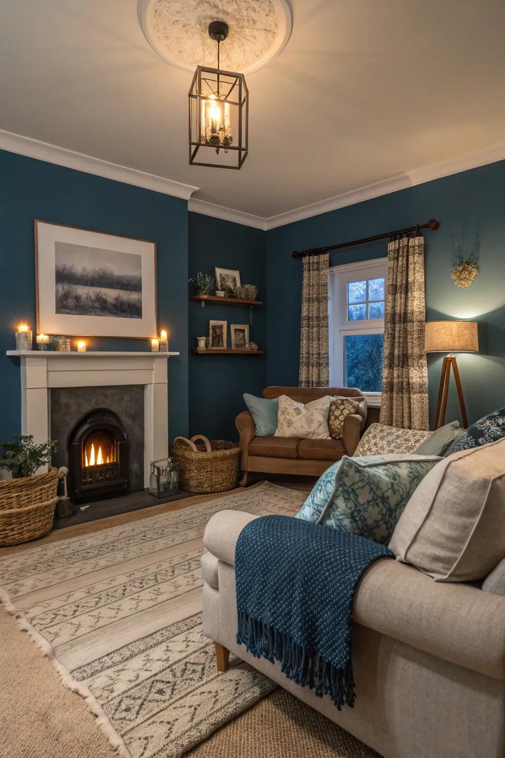 Thunder blue for a well-balanced and dramatic space.