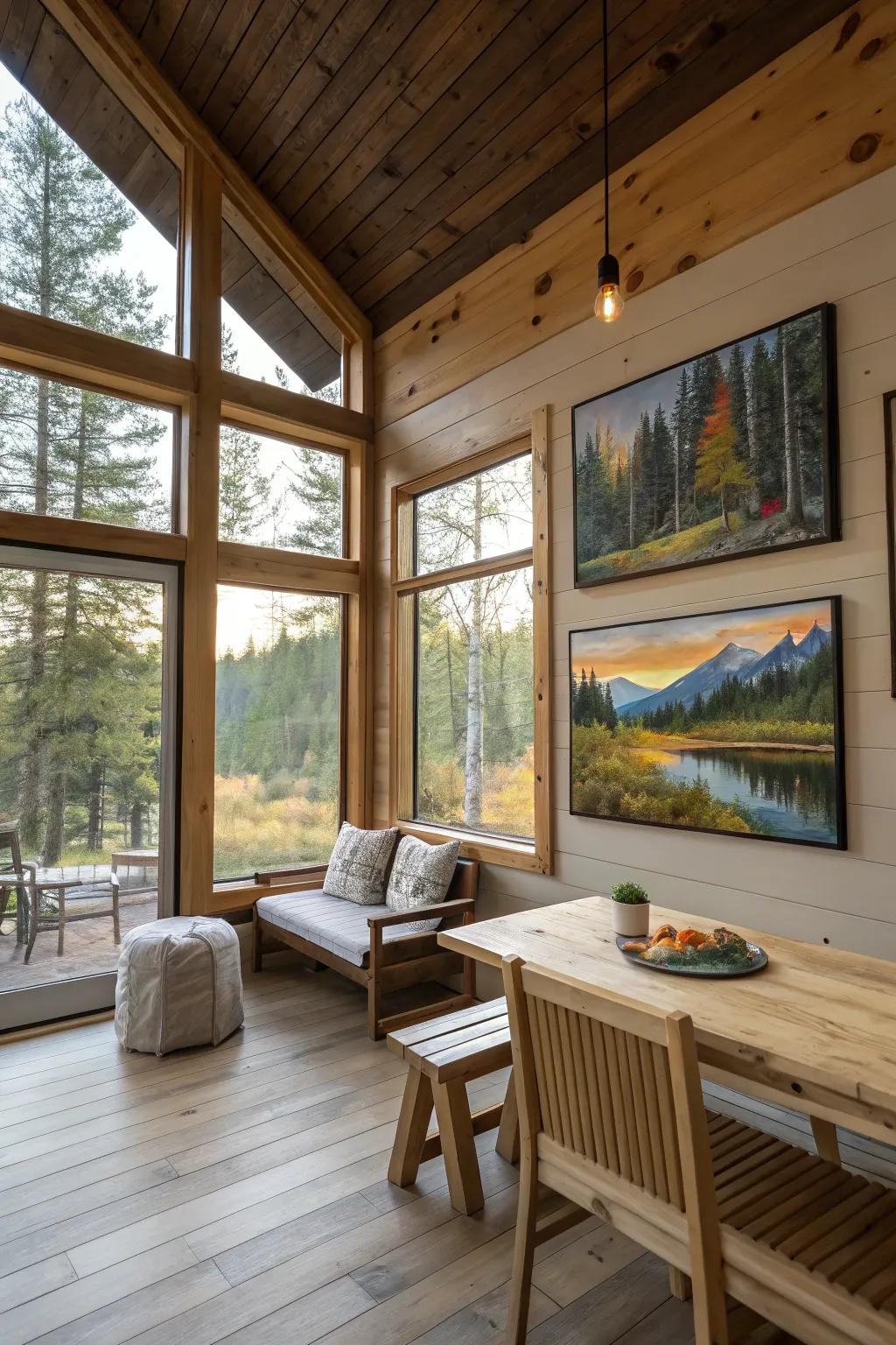 Landscape art brings the peace of nature into cabin insides.