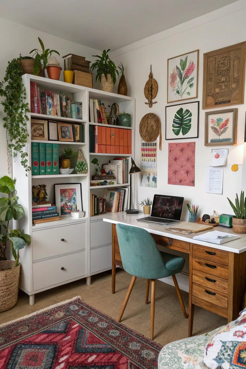 An eclectic mix of styles adds visual interest to your Zoom background.
