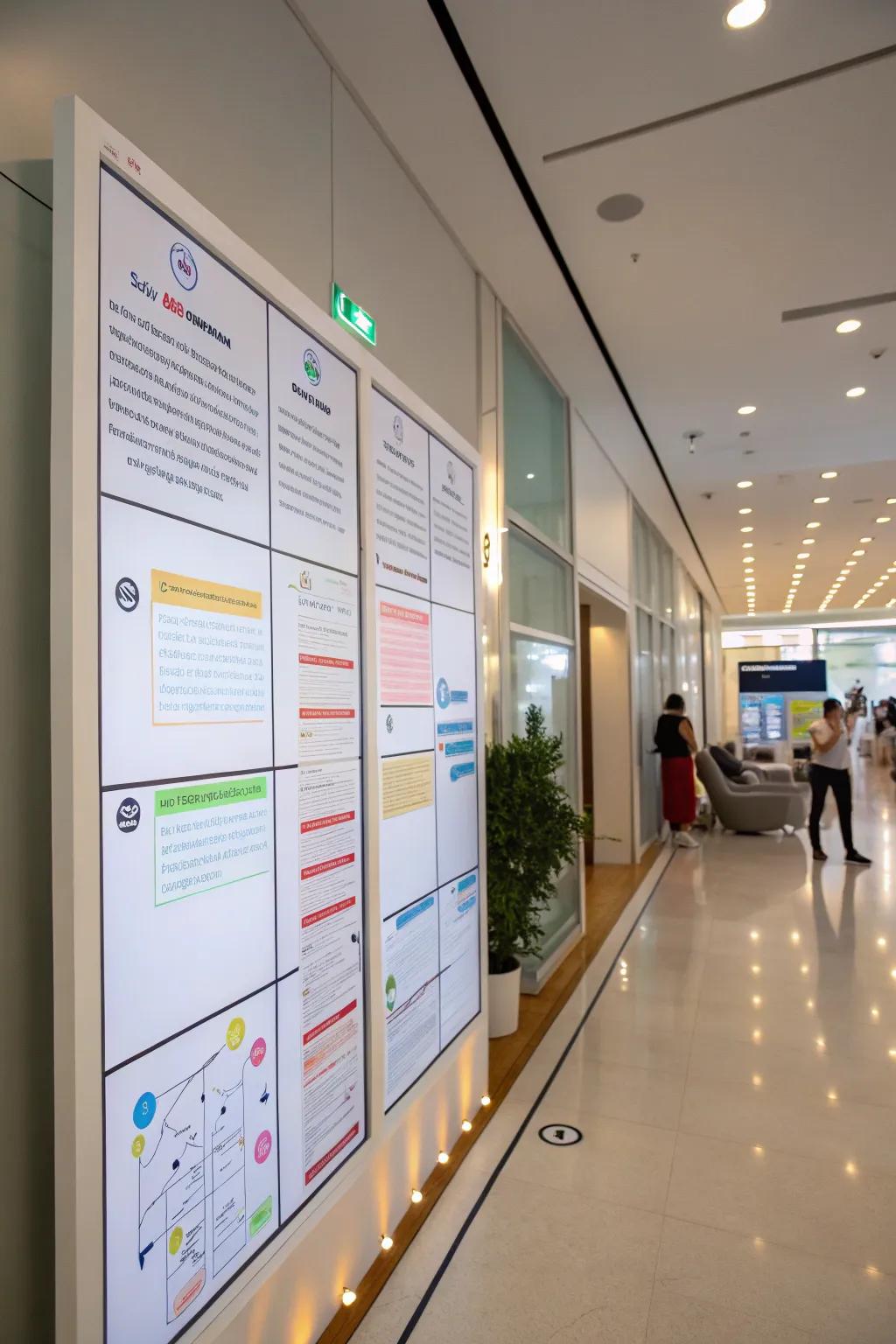 Interactive posters add a dynamic element.