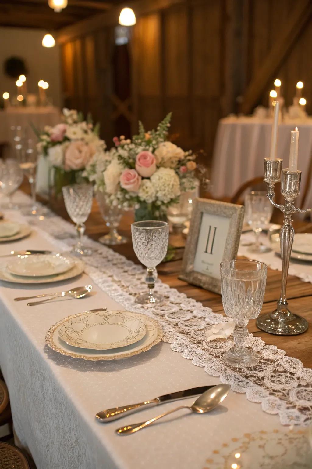 Netting infuses vintage enchantment and elegance across your prom tables.