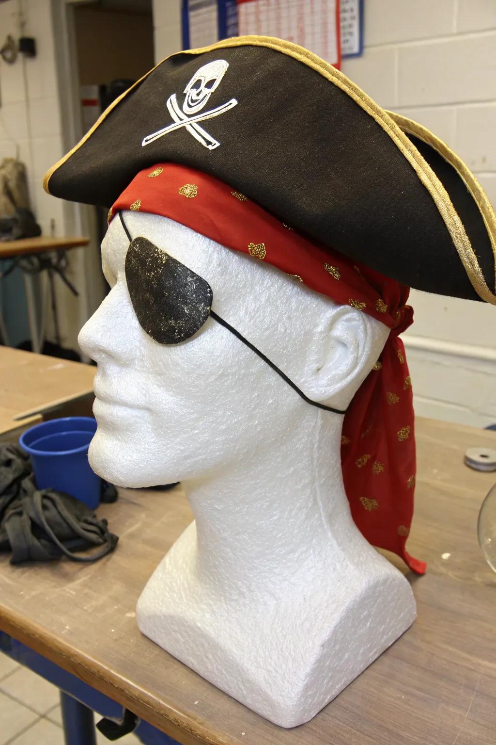 A pirate head poised to embark on Halloween night.