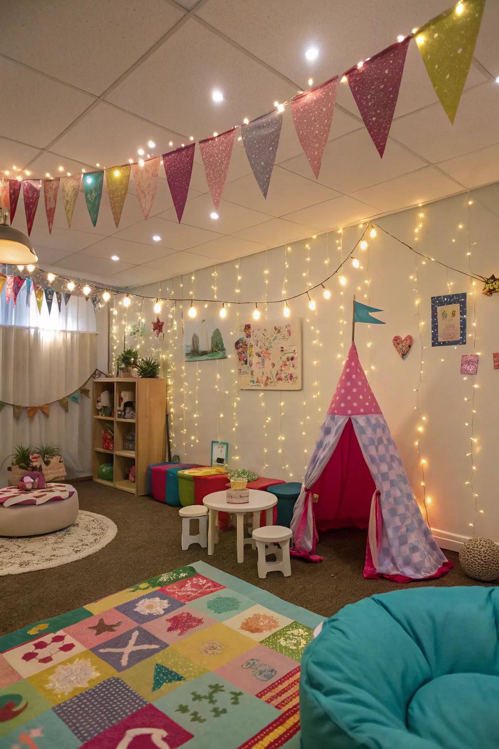 Delightful decor morphs the space into a magical retreat.
