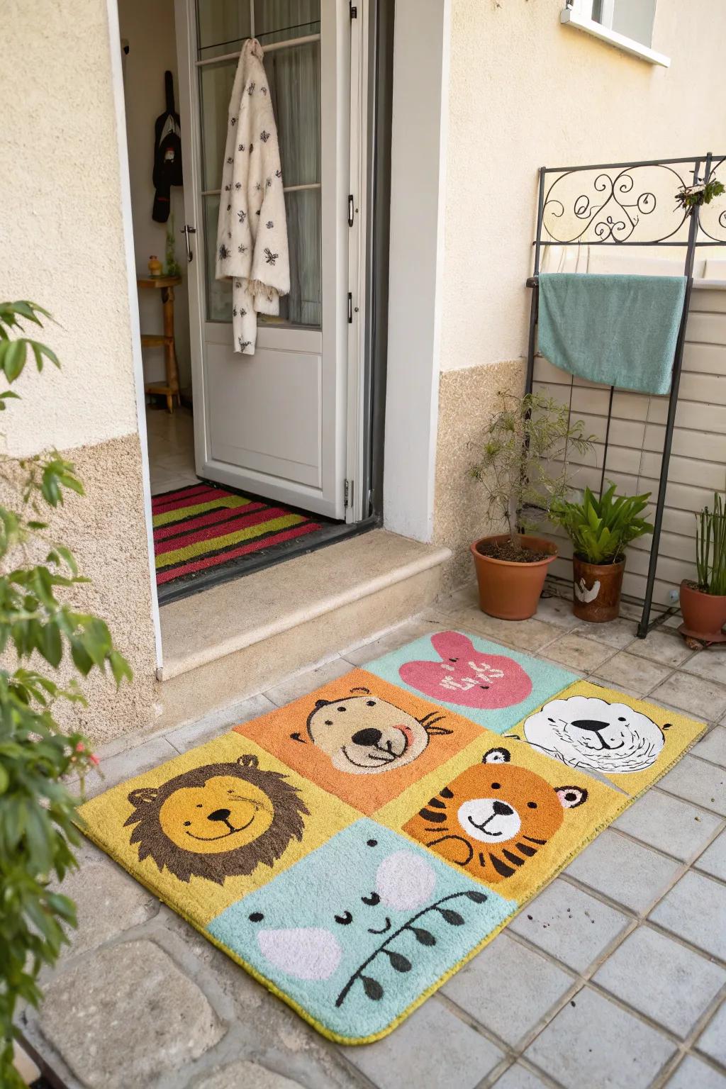Bring joy with playful animal-themed floor covering designs.