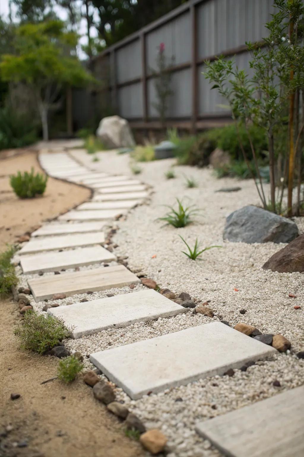 Discover tranquility with a Zen garden-inspired walkway.